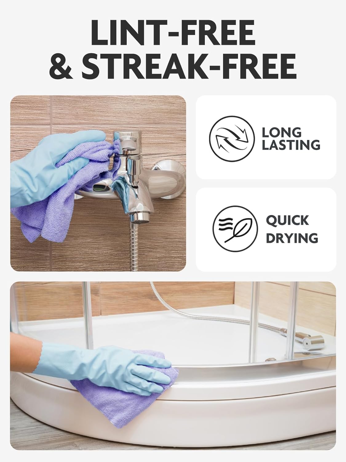 Fantasticlean Microfiber Cleaning Cloth Roll -40 Pack, Tear Away Microfiber Towels, 12" x 12", Reusable, Washable, Scratch Free, Ultra Absorbent for Car, Home Supplies, Pet, Kitchen (Lavender)