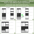 Closet System, Up to 128.6"/10.7 FT Closet Organizer with 4 Wooden Drawers and Shelves, Walk-in Closet System with 6 Hanging Rods, Built-in Closet Can Fit 96"/8FT, 120"/10FT, Black