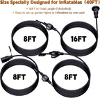 40FT Outdoor Extension Extension Cord for Halloween Christmas Inflatables with Multiple Outlets Black Electrical Cord with Multiple Plugs Outdoor Christmas Blow Up Decorations Light Extension Cords