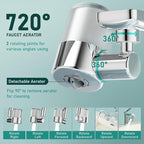 ATQ Water Filter for Sink Faucet with 3pcs Replacement Filters Reduce Chlorine, Lead, 720° Rotating, 2 Modes,Faucet Filter for Kitchen Sink, Pull Out Kitchen/Bathroom/RV Faucets (Aerator720)