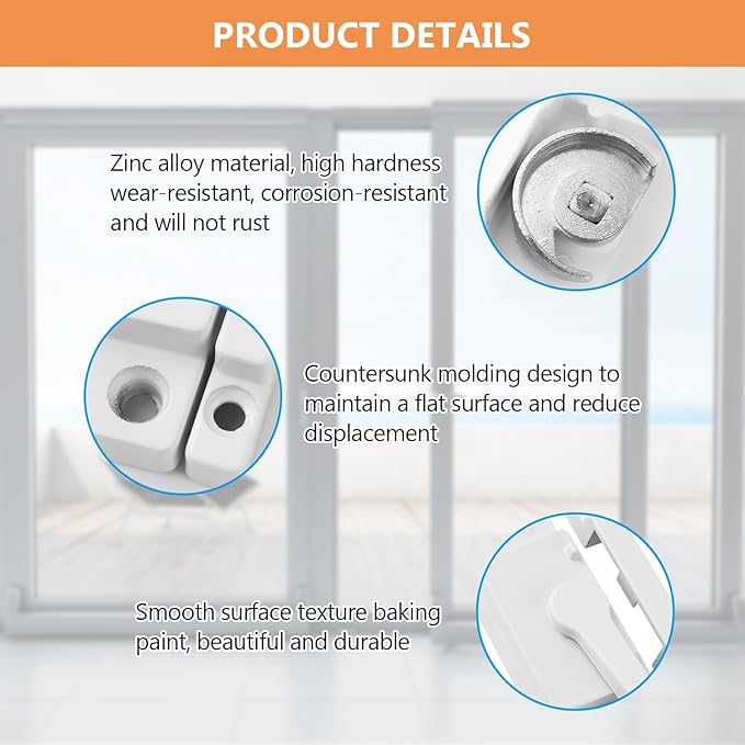 10 Pack Cam Action White Window Sash Locks, Security Window Latches Replacement Sash Lock, Replacement Sash Lock for Horizontal Sliding Windows and Vinyl Single or Double Windows