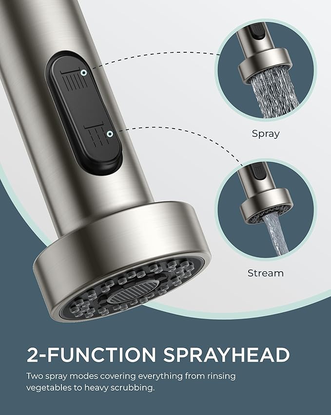 FORIOUS Kitchen Faucet with Purfied Water Filter, 2 in 1 Commercial Stainless Steel Pull Down Sink Faucet and Drinking Water Faucet 2 Handle for Pot Filler Kitchen Sink Farmhouse Bar, Brushed Nickel