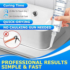 White Silicone Sealant & Adhesive RTV 100% Silicone Caulk Waterproof High Strength Adhesive All-Purpose Shrink & Crack Proof Caulking for Kitchen, Bathroom, Windows & Car - 1.8oz/50g