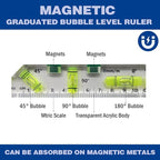 Magnetic T type 45°/90°/180° 3 Different Bubbles Shatterproof Cross Check Bubble Level Torpedo Pocket Levels String Line Tools For Picture Hanging Machinist Construction