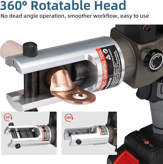 SL-240 90KN Hydraulic Crimping Pliers, Electric Cable Cutter with Large-Capacity Battery 21V/4.0Ah, Handheld Hydraulic Hose Crimping Tool for Commercial Home Use (w/2 Battery & Charger),10-240