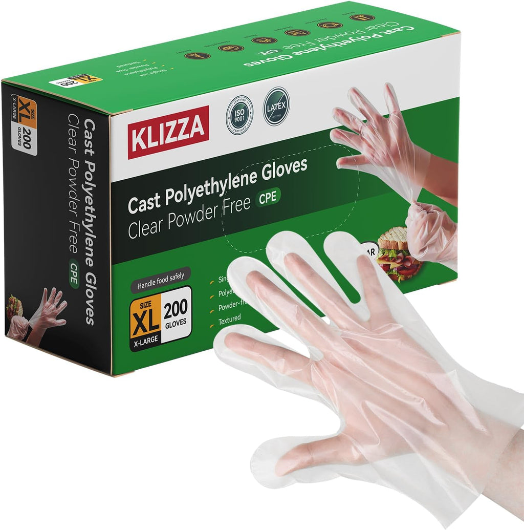 Plastic Gloves Disposable, Latex-Free, Powder Free, Clear Gloves Safe for Cooking, Food Prep, Kitchen,Cleaning