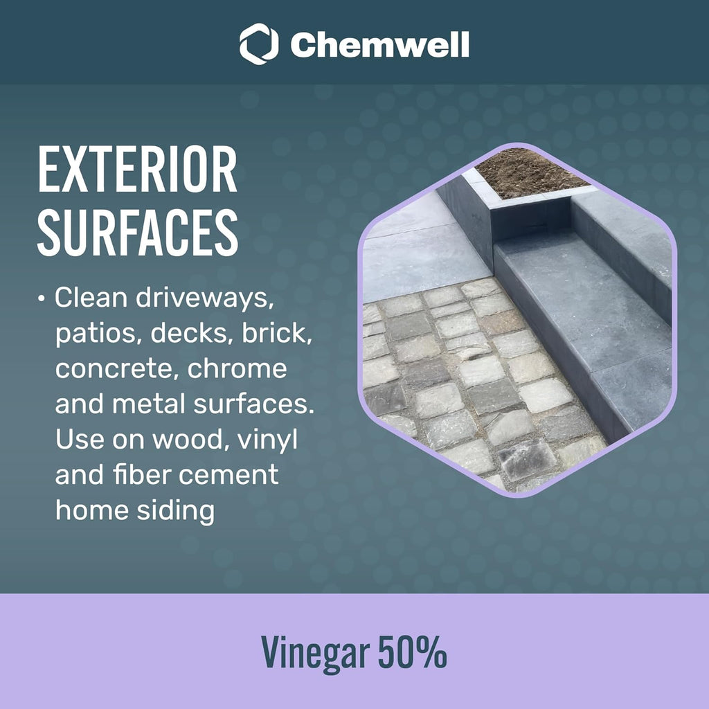 50% Vinegar (2 Pack, 1 Gallon) - General Purpose All-Natural Multi-Surface Cleaner for Home, Patio & Commercial - High Performance, Powerful Concentrated Acetic Acid - Made in USA
