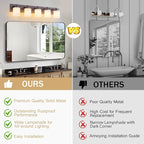 5 Light Modern Bathroom Light Fixtures Over Mirror, Bronze Finish Vanity Lights for Bathroom Wall Sconces with Milky White Glass Shades, E26 Socket (Bulbs Not Included)