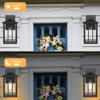 Outdoor Wall Lantern, Exterior Light Fixture, Waterproof Outdoor Wall Lighting Fixture Outside with Seeded Glass for Porch, Garage, Patio, Hallway, Entryway, 2 Pack