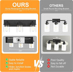 IZORRO Bathroom Vanity Light Fixture, 3-Light 22 Inch Matte Black Bathroom Light Fixtures Over Mirror, with Clear Glass Shade, Modern Farmhouse Vanity Lights, Rustic Restroom Lighting Fixtures