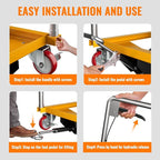 Hydraulic Lift Table Cart, 1100 LBS Capacity 35.4 in Lifting Height, Manual Single Scissor Lift Table with Locking Wheels and Non-Slip Pad, Hydraulic Scissor Cart for Material Handling