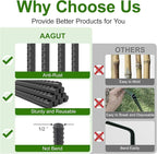 AAGUT 40" Rebar Stakes 20 pcs, Heavy Duty 1/2" Landscpe Timber Spikes Concrete Forming Stakes Straight Metal Garden Plant Stakes Anti Rust Black Coating