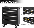 5 Drawers Metal Rolling Tool Chest on Wheels, Lock Tool Box Tool Organizer Cart, Multifunctional Drawers Rolling Tool Trolley Storage Cabinet for Garage,Warehouse,Workshop,Repair Shop(BLACK)