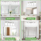 4-Light Brushed Nickel Vanity Lights for Mirror, Bathroom Light Fixtures with Textured Milky White Glass Shade, Modern Kitchen Light Fixtures Wall Sconce Light - E26 Base