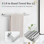 TURS Brushed Nickel 10 Pieces Bathroom Hardware Set, SUS304 Stainless Steel 24 Inch Bath Towel Bar Set, Round Bathroom Accessories Kit Wall Mounted