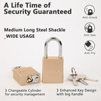 SEPOX® 12 Pcs Ultra-Durable Anti-Rust Outdoor Padlocks - Gold Aluminum, 38mm (1-1/2") with Long Shackle & 24 Same Keys, Ideal for Gate, Storage, Locker, Fence & Lock-Out, High Security