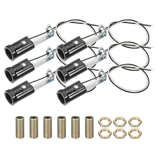 PATIKIL Candelabra Base Lamp Holder Light Socket, 6pcs UL Listed Keyless E12 Bulb Socket with 9.8" Wire Leads for E12 Incandescent LED Light Bulbs, 2.4" Tall