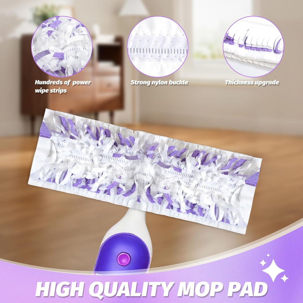 Disposable Power Mop Pads Refills for Swiffer PowerMop，Multi-Surface Mopping Pad Refills for Floor Cleaning (White & Purple, 5 Pack)