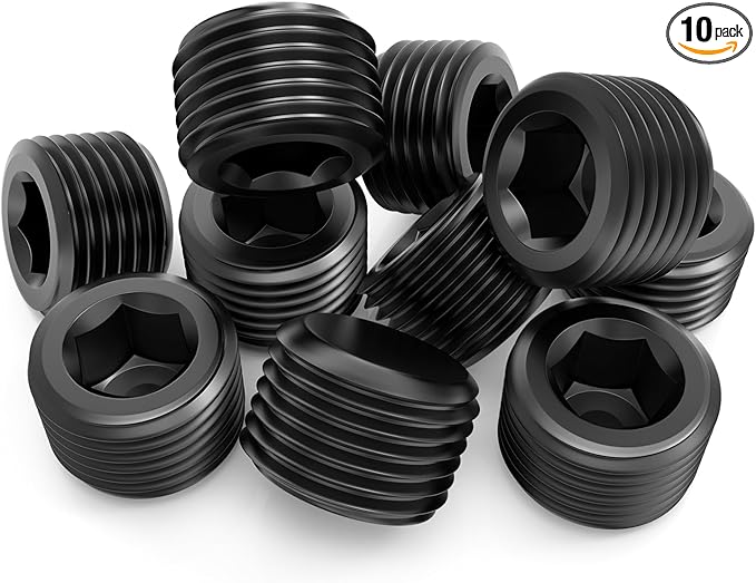 GASHER 10Pcs 3/4" NPT Carbon Steel Pipe Plug Fitting Internal Hex Thread Socket Pipe Plug