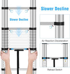 Telescoping Ladders 12.5 FT Aluminum Lsdder - One-Button Retraction Collapsible Extension Ladder for Home,RV,Attic,Lasts 330 LBS with Swivel Feet and Non-Slip Cushion