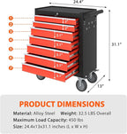 7-Drawer Rolling Tool Chest, Tool Box with 4 Wheels and Drawers, High Capacity Detachable Mobile Tool Storage Cabinet for Garage, Workshop, Mechanics and Repair Room (Black&Red)