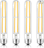 T10 7.3 Inch LED Bulb 6W (60W Equivalent) 2700K Warm White Edison Light Bulb 600lm Dimmable Long Tubular E26 LED Bulb for Rustic Pendant, Industrial Pipe, Wall Sconces, Chandeliers (4-Pack)