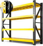 5000lbs Load Capacity,Heavy Duty 4-Tier Steel Shelving Unit, Adjustable Industrial Storage Rack for Garage Warehouse (Yellow and Black, W78.74*D23.62*H78.74)
