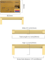 Amerdeco 10 Pack Brushed Gold Cabinet Pulls 3-3/4 Inch Hole Centers Kitchen Cabinet Handles Hardware Kitchen Handles for Cabinets Handles ZH0064