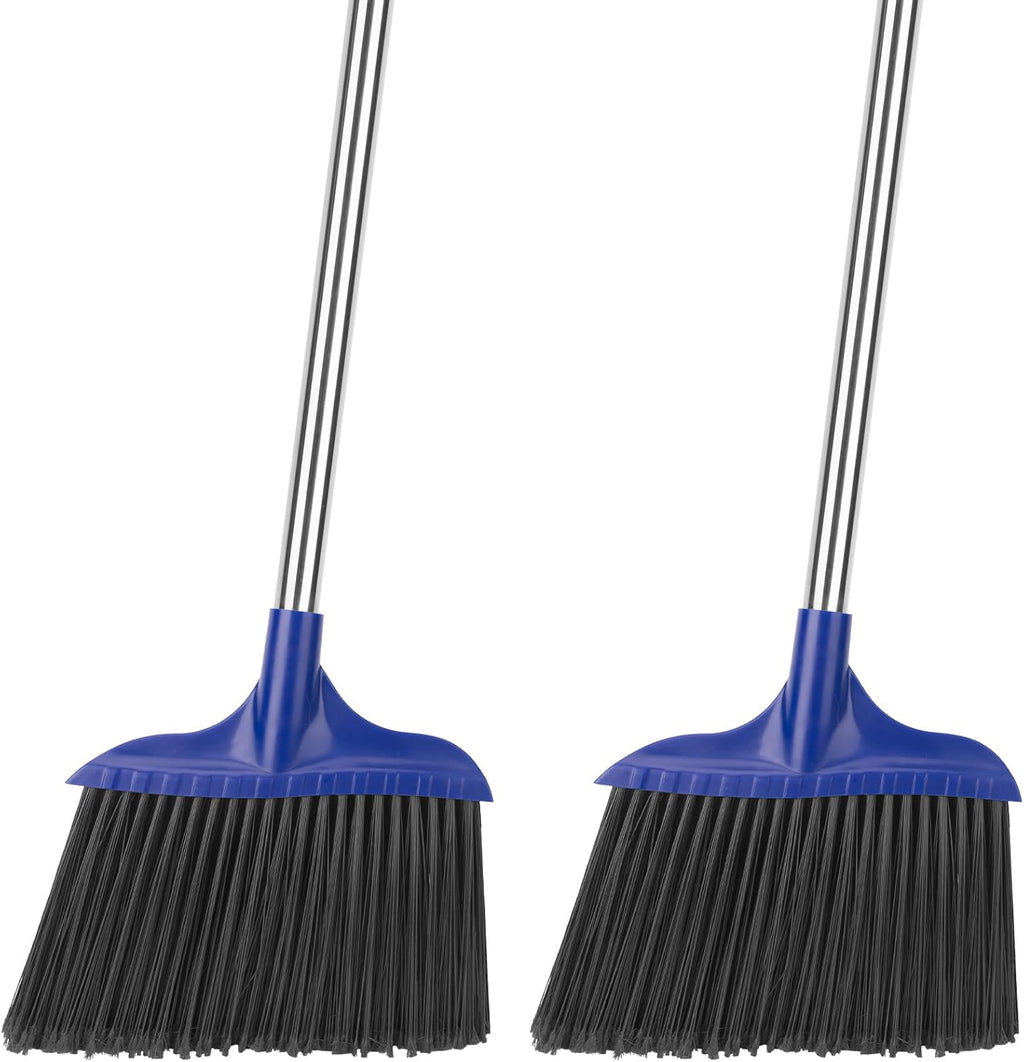Kefanta 2 Pack Heavy Duty Broom Indoor/Outdoor Commercial Brooms Angle Broom 53 inches for Courtyard Garage Restaurant Lobby Patio Shop Home Kitchen Office Floor