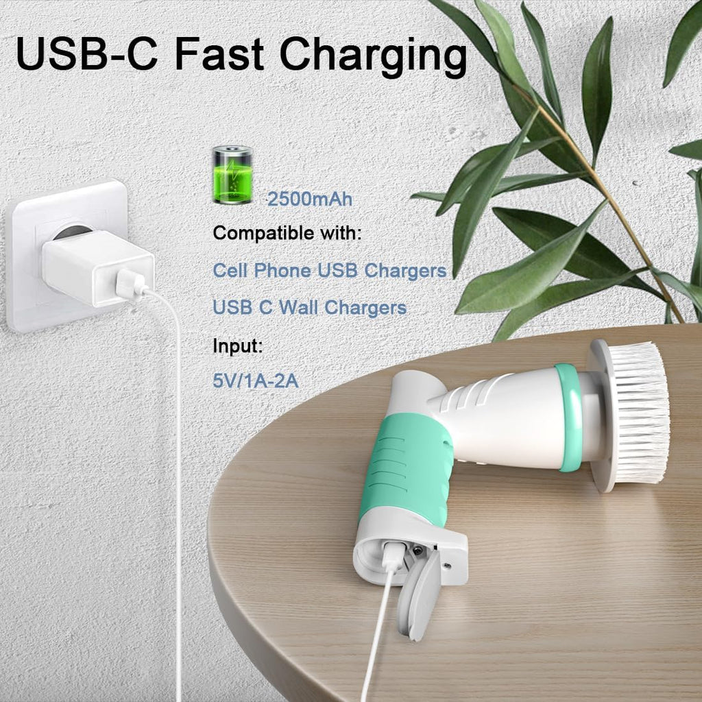 Electric Spin Scrubber, Bathroom Cleaning Brush Shower Scrubber Portable Rechargeable, Power Scrub Brush for Bathtub Sink Tile Grout Window Sill Kitchen Stove Cooker, Household Cleaning Tools