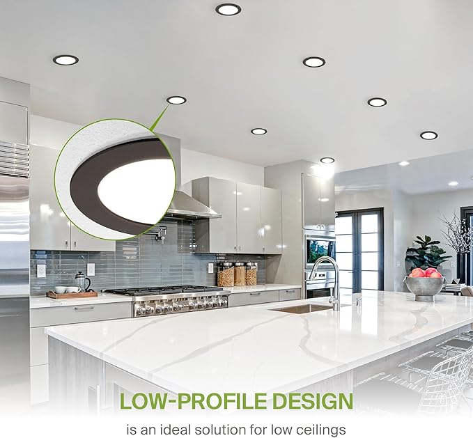 ASD 6 Pack LED Recessed Lighting 6 Inch 12W, 5 CCT 2700K-5000K CRI90+, IC Rated Ultra Thin Dimmable Ceiling Lights with J Box, Canless Wafer Downlight, Round Slim Panel Light, Energy Star ETL, Bronze