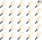 Brightown 50-Pack C7 Christmas Replacement Bulbs, C7 Clear Incandescent Bulbs for Christmas Light Strings, E12 Candelabra Base, 5 Watt, Clear