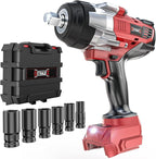 Cordless Impact Wrench 1/2 inch Compatible with Milwaukee 18v Battery, 1700 Ft-lbs High Torque Impact Driver with 6Pcs Sockets & Storage Case, Electric Impact Gun with 4-Speed & LED Light