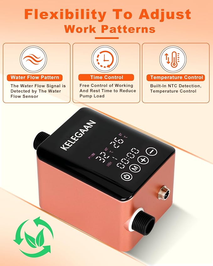 Digital Smart Instant Hot Water Recirculating Pump Kit, Touchscreen Under-Sink System, Built-in Thermostat Timer, Ultra-Quiet, Includes 16-inch Supply Line and Full Installation Components