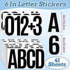 220 PCS Letter Stickers Big Font Mailbox Numbers and Letters Self Adhesive Vinyl Waterproof Alphabet Number Stickers for Bulletin Board Mailbox House Address,Cars,Poster,Business Decor(6 Inch,Black)