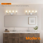4-Light Vanity Lighting Fixtures with White Frosted Glass Shade, Polished Chrome Bathroom Wall Lamps Over Mirror for Bath Restroom Kitchen T001CH-L4