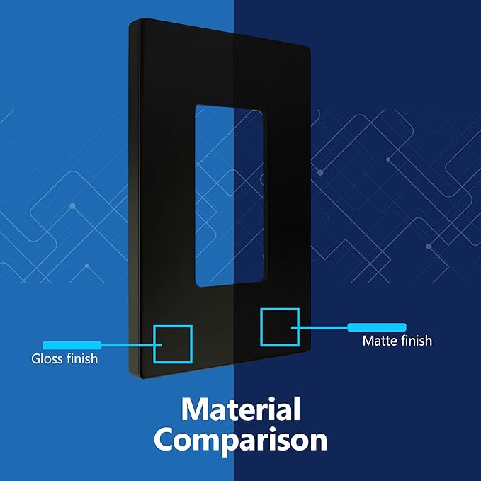 LIDER Matte Finish Decorator Switch Cover, Screwless Wall Plate, Mid-Size 1-Gang 4.88" x 3.11", Unbreakable Polycarbonate Thermoplastic, UL Listed, LSWP-31M-BK5P, Black, 5 Pack