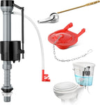 Saillong 3 Inch Universal Toilet Tank Replacement Kit, Toilet Flusher Fill Valve with Low Flow Flapper Repair Kit, Side Mount Flush Brass Handle, Adjustable Water Level, Easy to Install(Red)