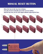 10A Low Profile Mini Fuse Kit– Automotive 10A ATM Manual Reset Circuit Breaker Fuses for Boat, RV, Car, Truck, DC 12V/32V 10 Amp Manual Resettable Blade Assortment Kit with Resettable Fuses