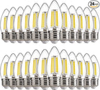 FLSNT B11 E26 LED Chandelier Light Bulbs, 60W Equivalent, 5000K Daylight Dimmable LED Candelabra Bulbs, 550LM, 24 Pack UL,CA65 Listed.