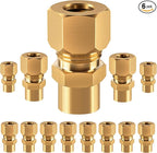 Brass compression tube pipe fitting connector Straight Coupling Adapter 1/2" Tube OD x 1/4" NPT Female Connector 6pcs (1/2od to 1/4npt)