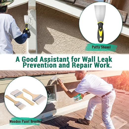 1Kg/36Fl.oz Transparent Waterproof Coating Invisible Waterproof Agent Set with Indoor&Outdoor Insulating Sealant with Wooden Brush Putty Knife Cut Resistant Work Gloves