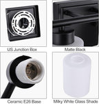 6 Light Bathroom Light Fixtures, 40 Inches Vanity Lights for Mirror, Black Vanity Lighting Fixtures with Milky White Glass Shades