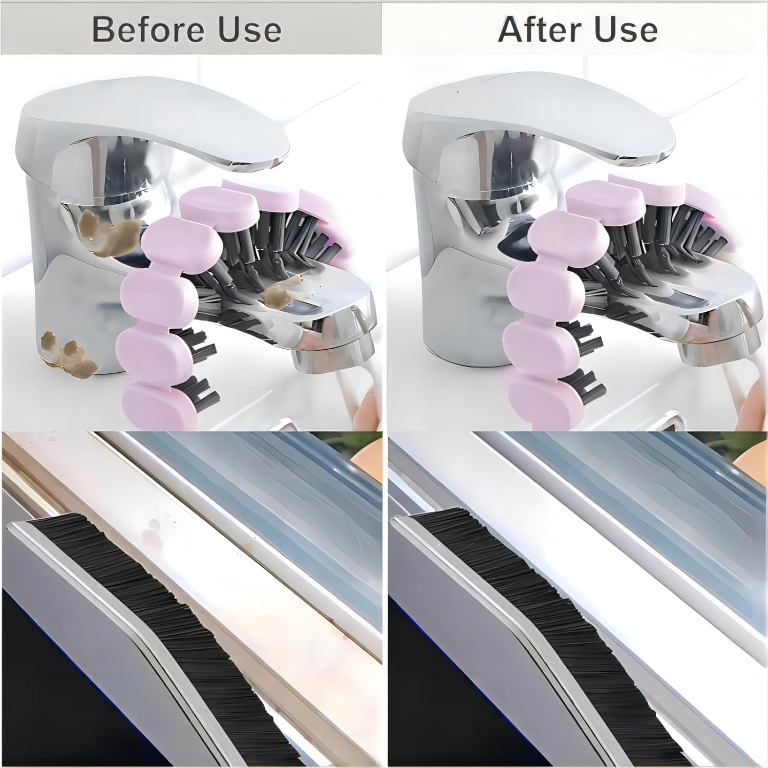 Crevice Cleaning Brush Hard Bristle Grout Brush Scrub Brush Toilet Brush Cleaning Tools Cleaning Supplies for Household Use Bathroom Kitchen 3 Pcs (Black&Pink)