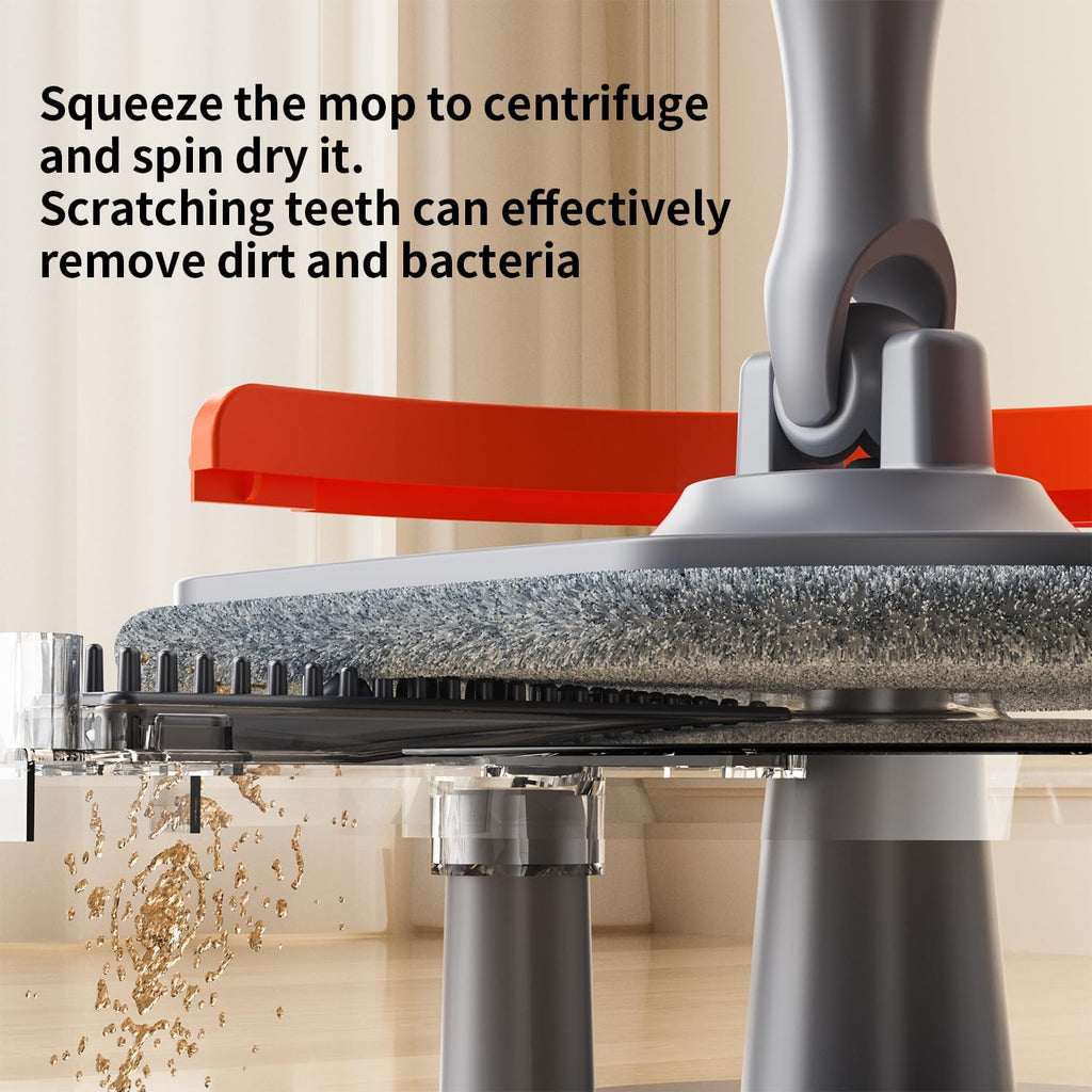 Spin Mop and Bucket Set with Separate Dirty and Clean Water,360° Spin Mop and Bucket System with Widening Foldable Handle,4 Replaceable Mop Pads,Square Mop for Floor Hardwood Tile Marble Wall Cleaning