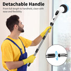 GOXAWEE Electric Spin Scrubber, Cordless Cleaning Brush with 8 Replaceable Brush Heads, Power Shower Scrubber with Long Handle for Bathroom, Tub, Tile, Floor (White)