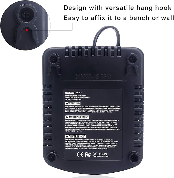 CMCB104 Replacement for 20V Craftsman V20 Lithium-ion Battery Charger CMCB100 CMCB101 CMCB124 CMCB102 for CMCB201 CMCB202 CMCB203 CMCB204 CMCB205 CMCB209 Power Tool Batteries