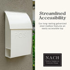 NACH Mailboxes for Outside Wall Mount, 15 x 10 x 4 inches, White Mailboxes for Outside, Waterproof Mailbox Wall Mount with Newspaper Holder - The Milano Mailbox