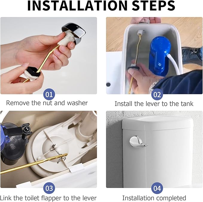 Ullnosoo for TOTO Toilet Handle Replacement Parts Kit, Universal THU068#CP Side Mount Toilet Flush Handle for St743S, St454E Toilet Tank, Upgraded Copper Trip Lever