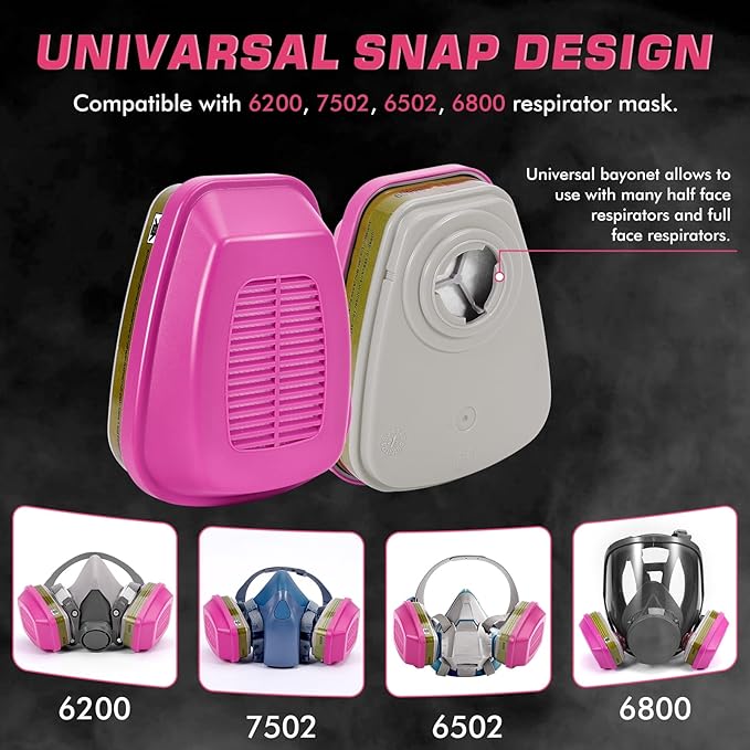 60926 Filters, Respirator Filter 60926 Cartridges Against Organic Vapors, Acid Gases, Ammonia Methylamine, Formaldehyde, Particulate Used in 6200 6502 7502 6800 Series Respirator Mask
